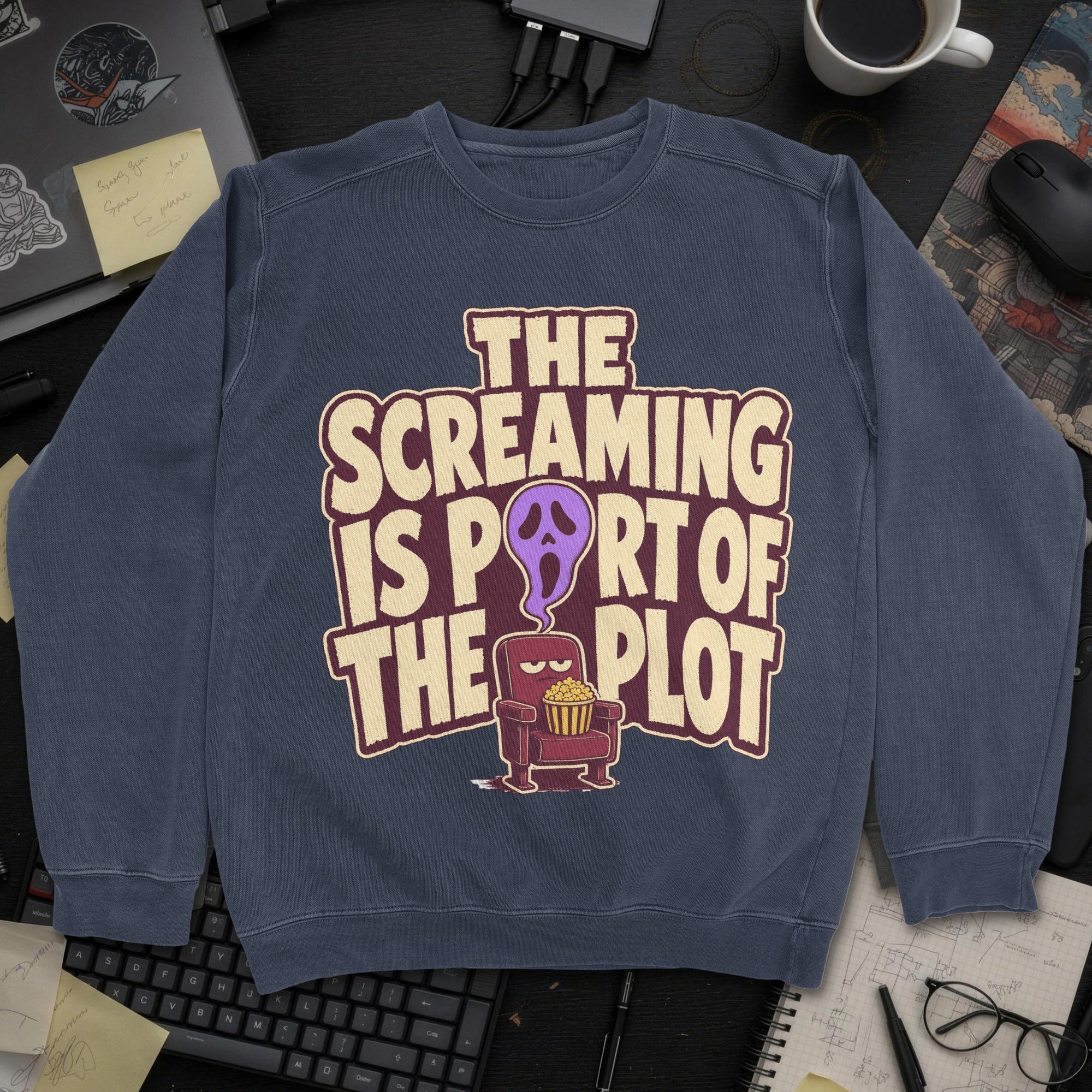 The Screaming Is Part of the Plot Sweatshirt - Navy mockup