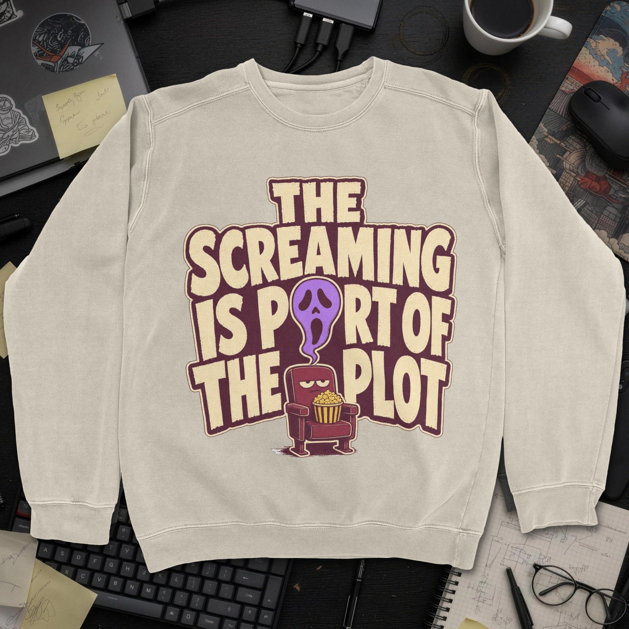 The Screaming Is Part of the Plot Sweatshirt - Sand mockup