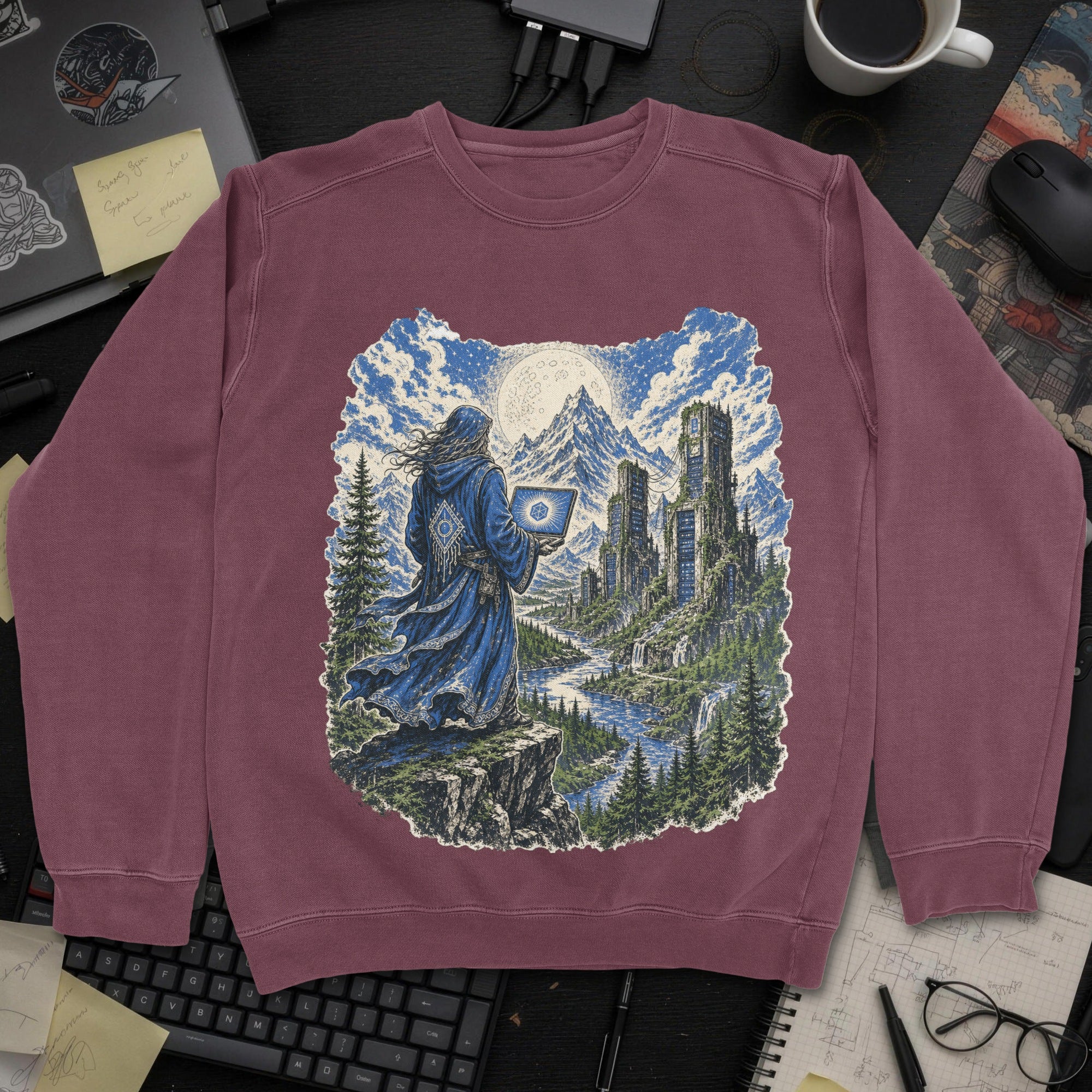 Wizard’s Terminal Sweatshirt - Maroon mockup