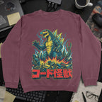 Kaiju Tech Monster Sweatshirt - Maroon mockup