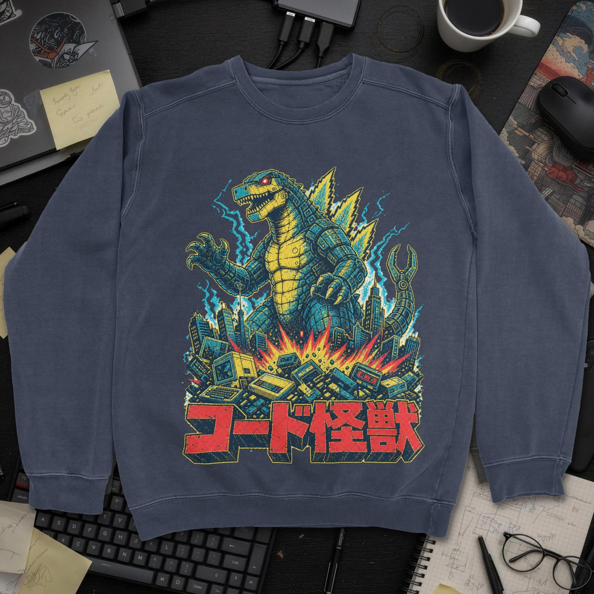 Kaiju Tech Monster Sweatshirt - Navy mockup