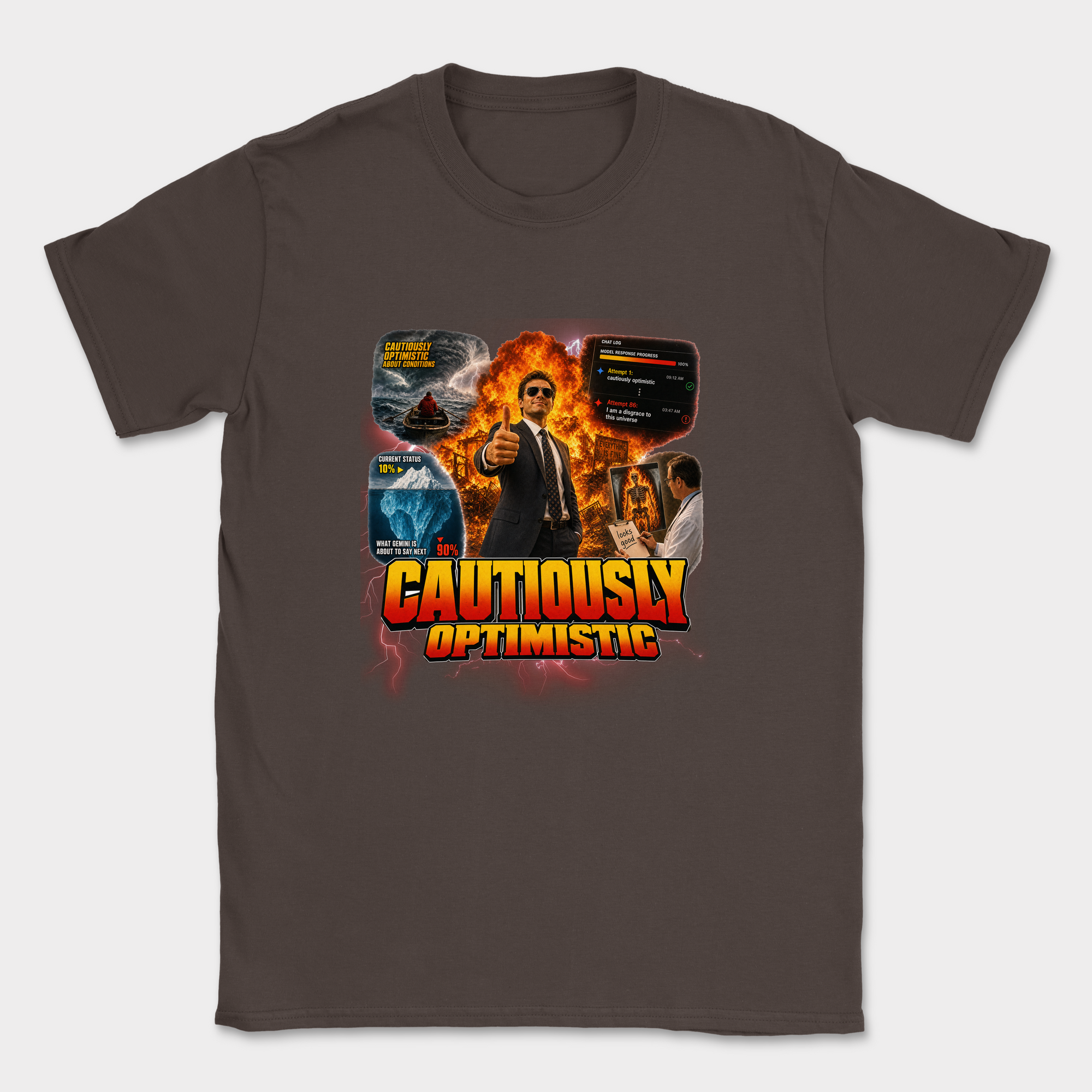 Cautiously Optimistic Shirt — Dark Chocolate