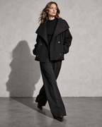 Women's Coat Cropped Double-Breasted Front