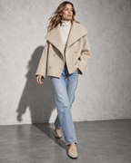 Women's Coat Cropped Double-Breasted Front