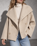 Women's Coat Cropped Double-Breasted Front