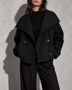 Women's Coat Cropped Double-Breasted Front