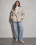 Women's Coat Cropped Double-Breasted Front