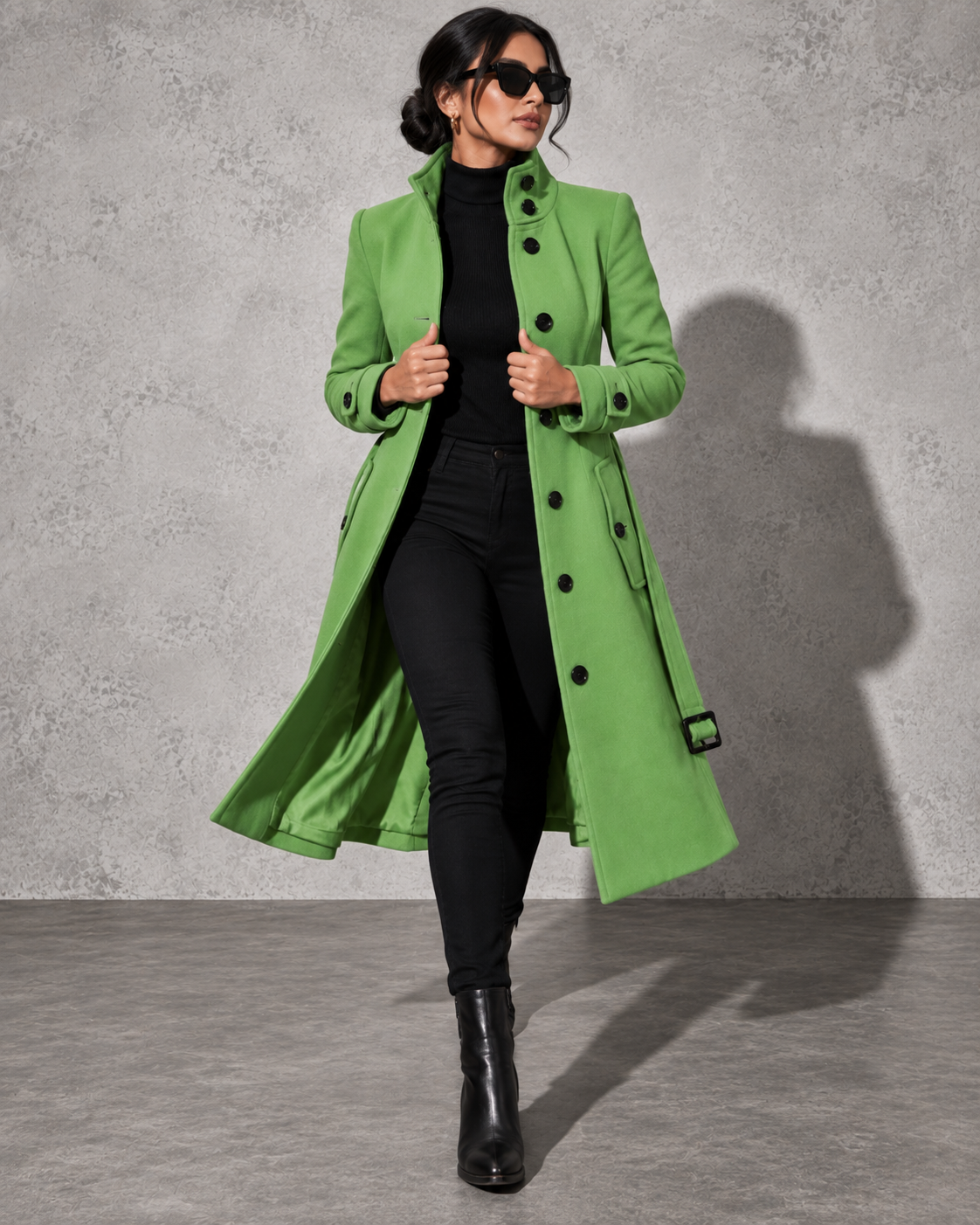 Women's Coat Longline High Stand Collar