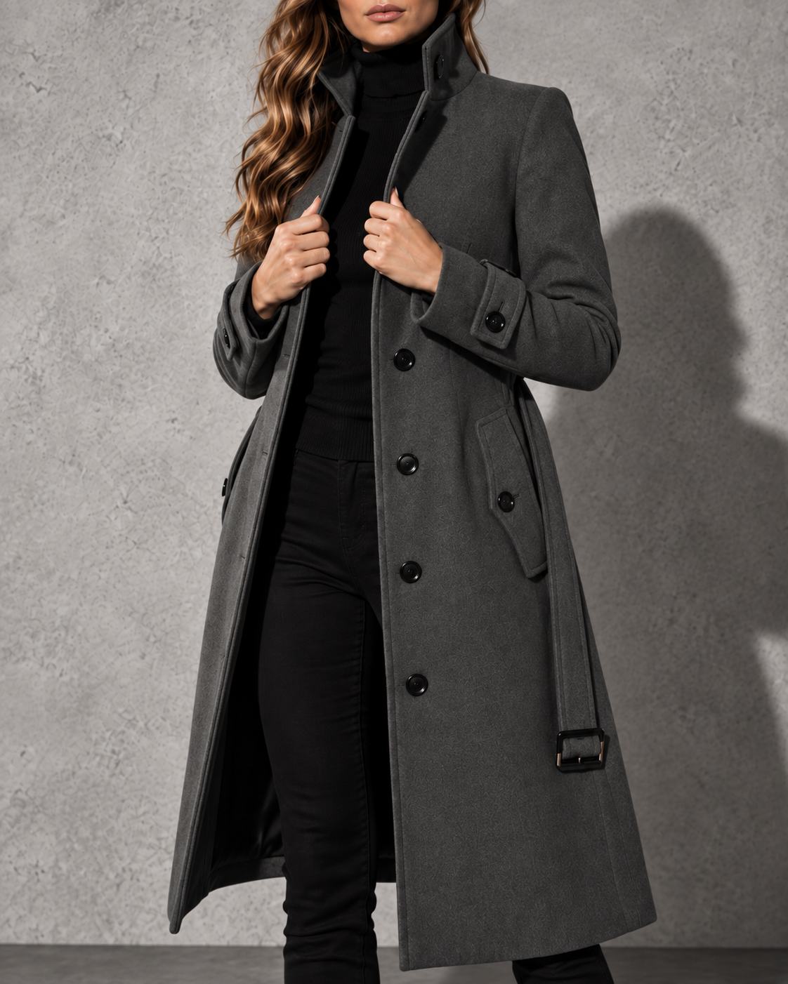Women's Coat Longline High Stand Collar