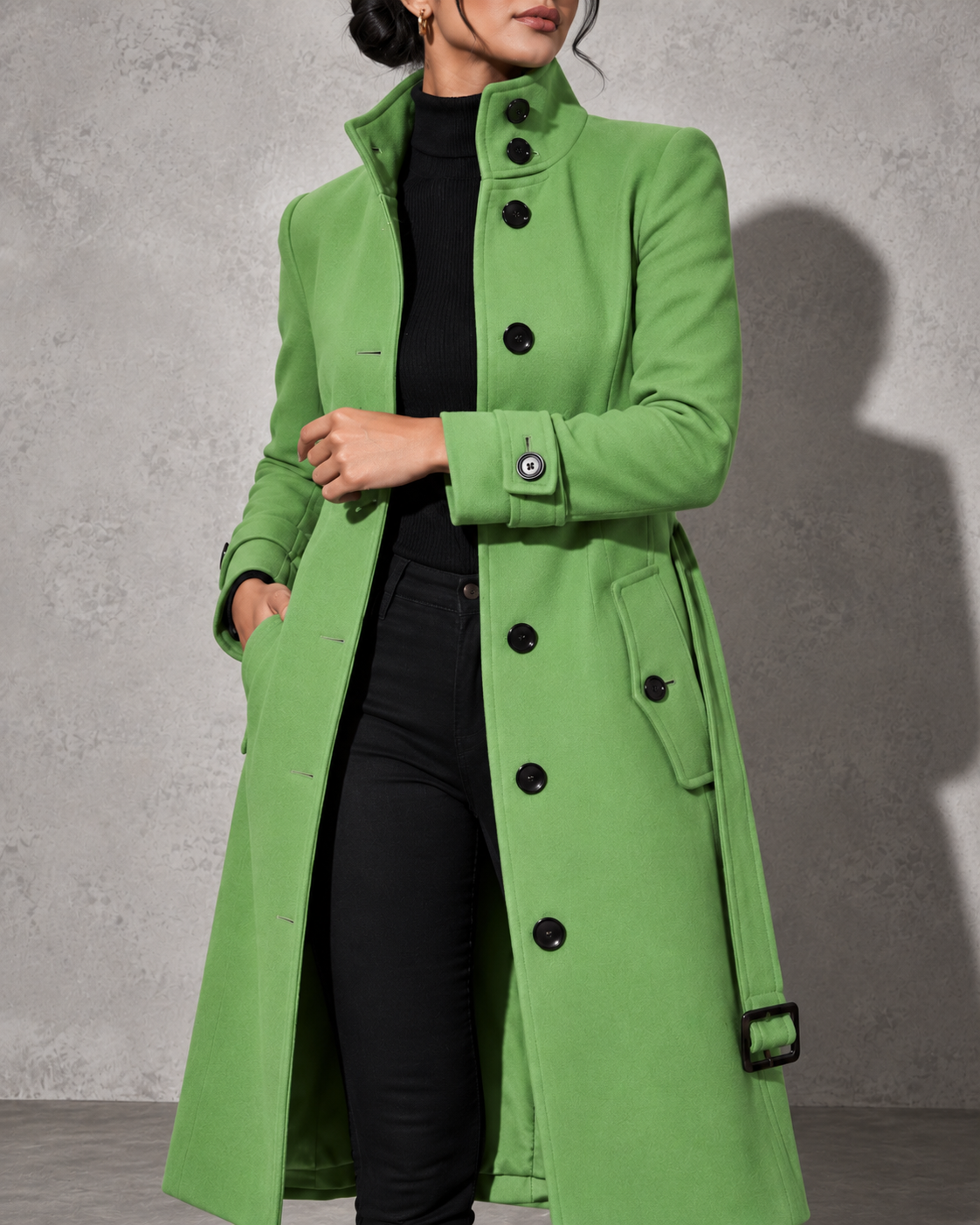 Women's Coat Longline High Stand Collar