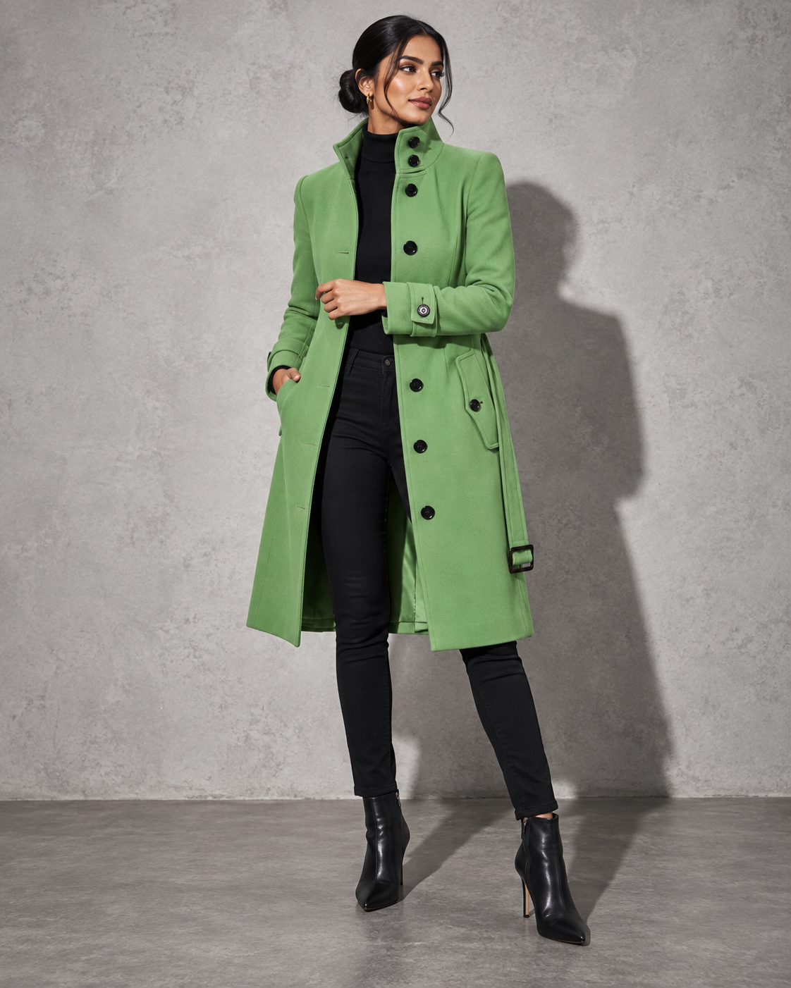 Women's Coat Longline High Stand Collar