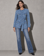 Women's Jacket Floral Denim Belted