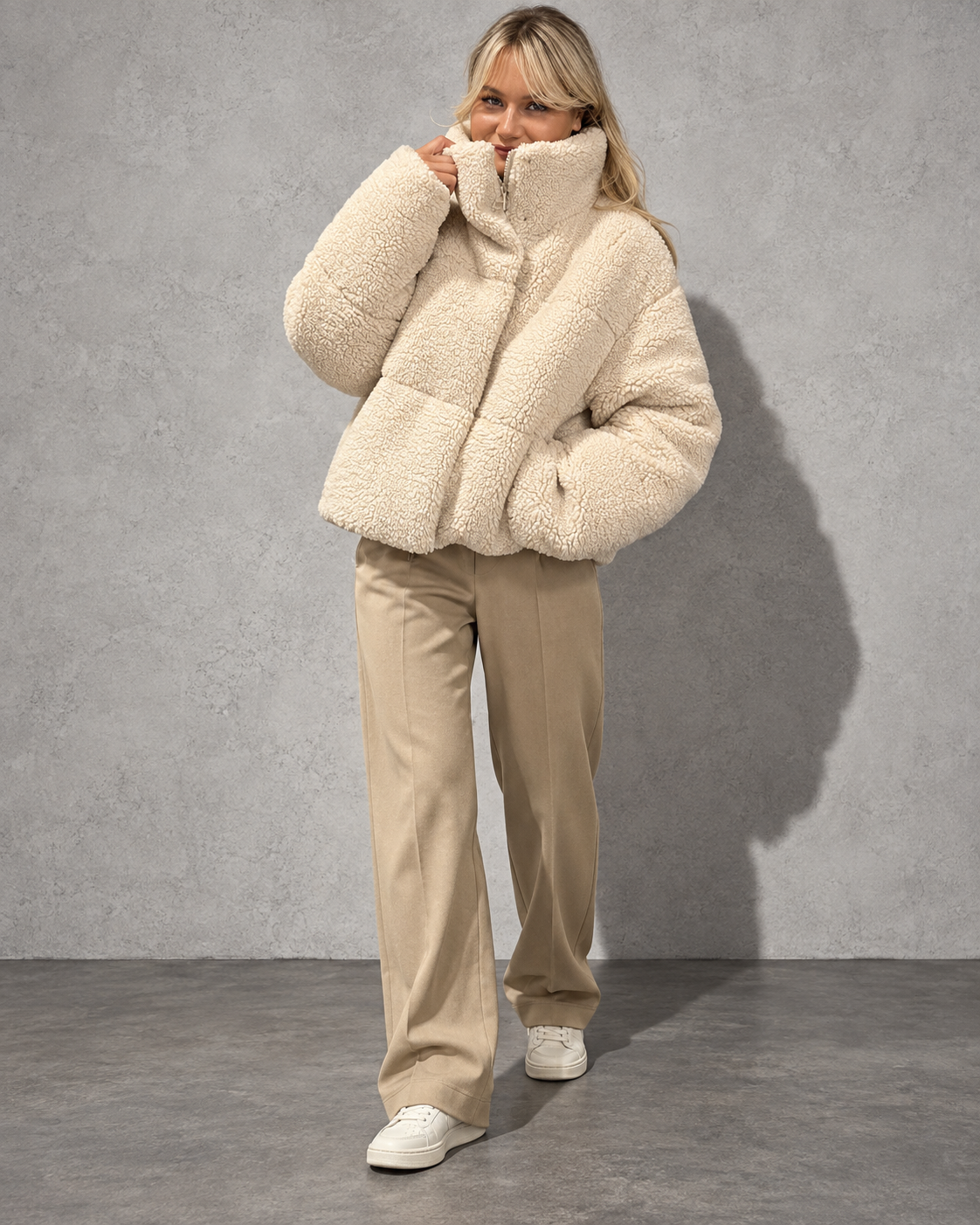 Women's Jacket Teddy Fleece High Collar Puffer