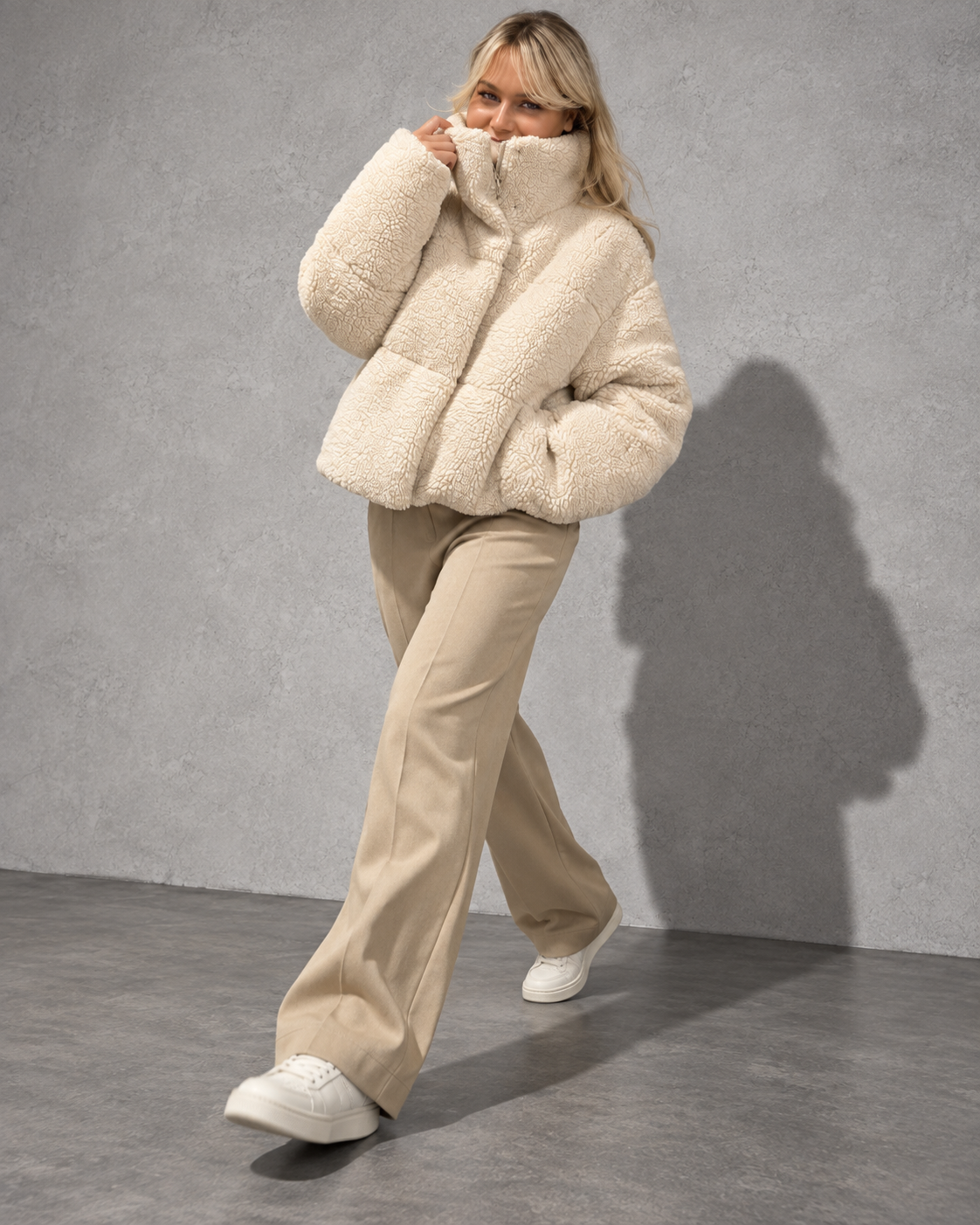 Women's Jacket Teddy Fleece High Collar Puffer