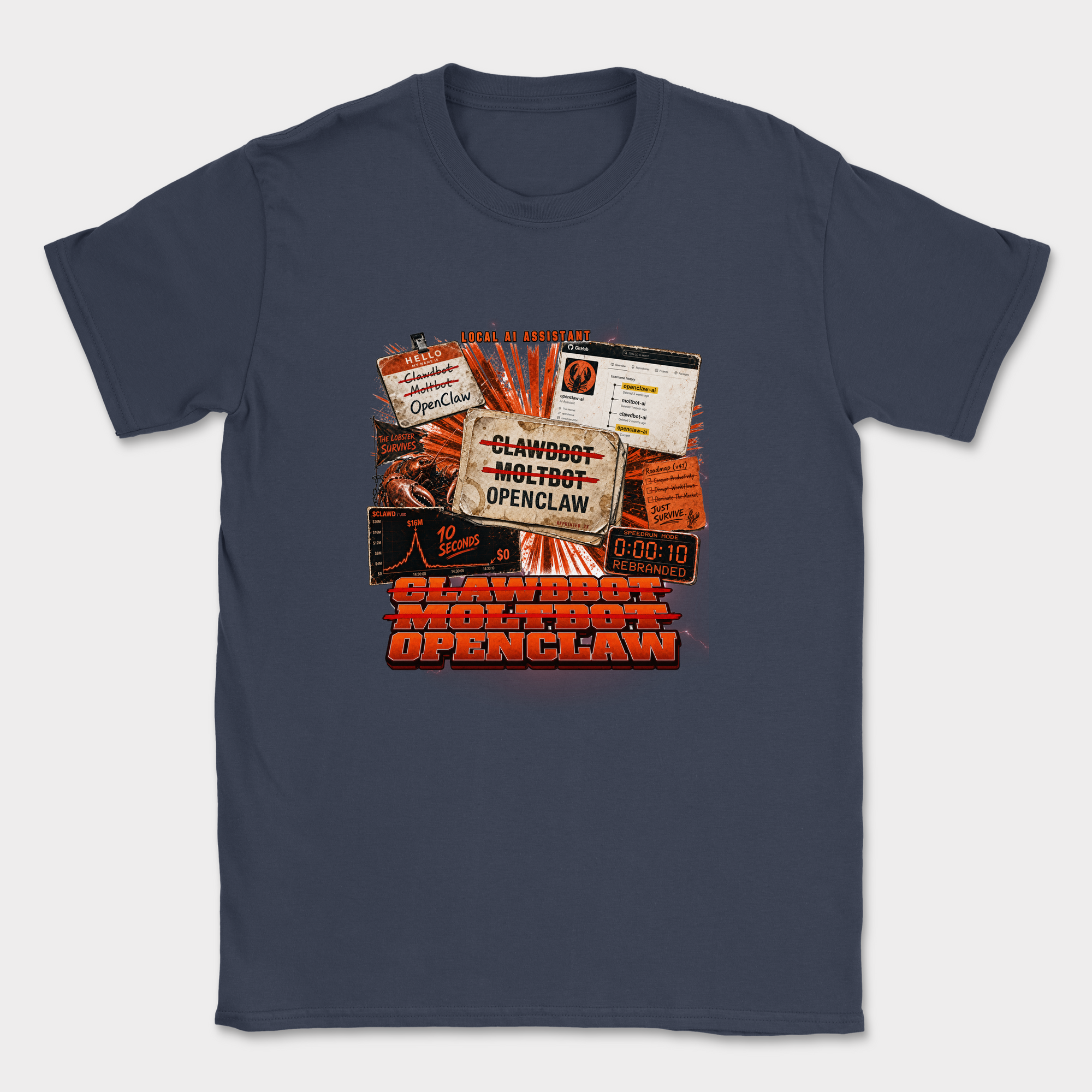 Clawdbot Moltbot OpenClaw Shirt — Navy