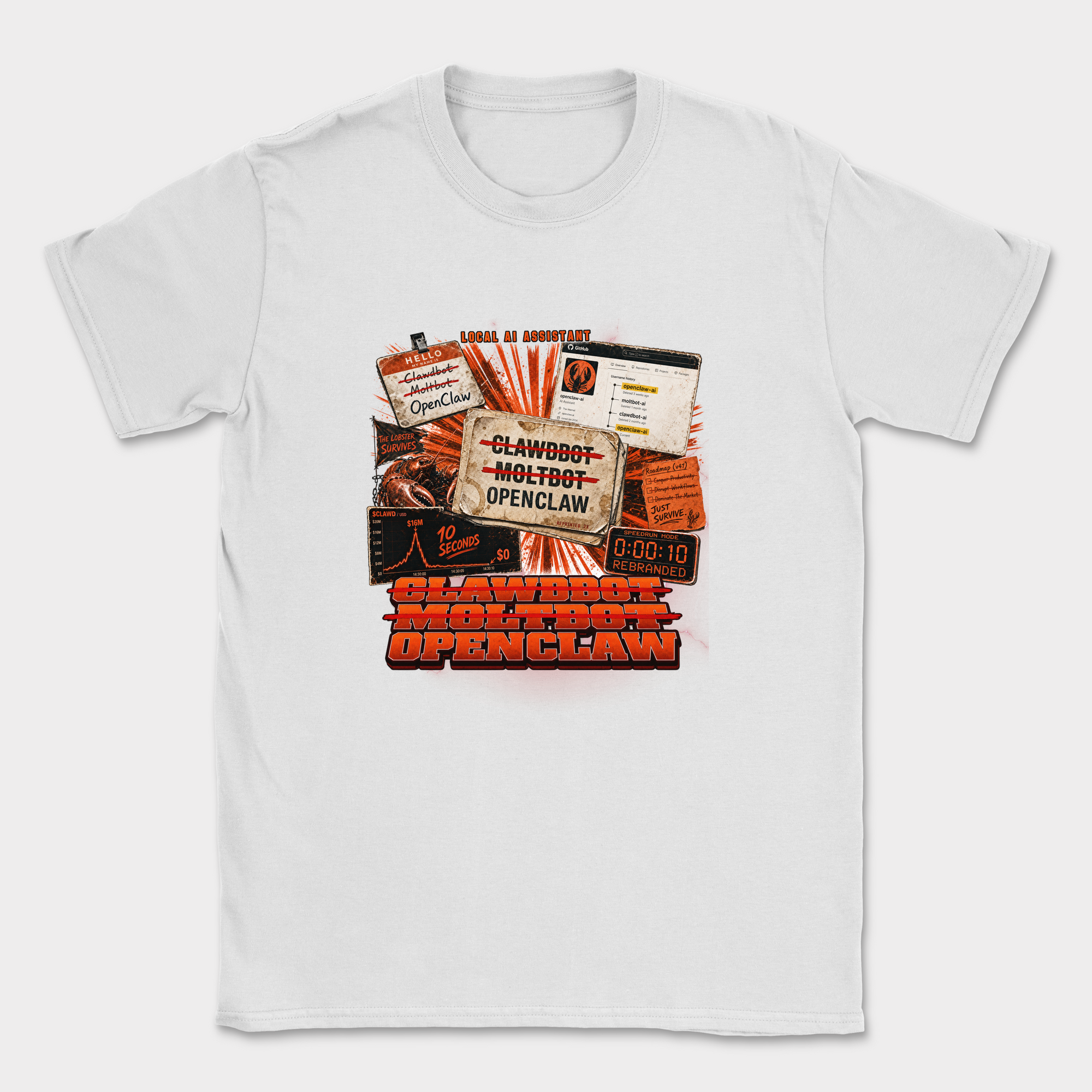 Clawdbot Moltbot OpenClaw Shirt — White