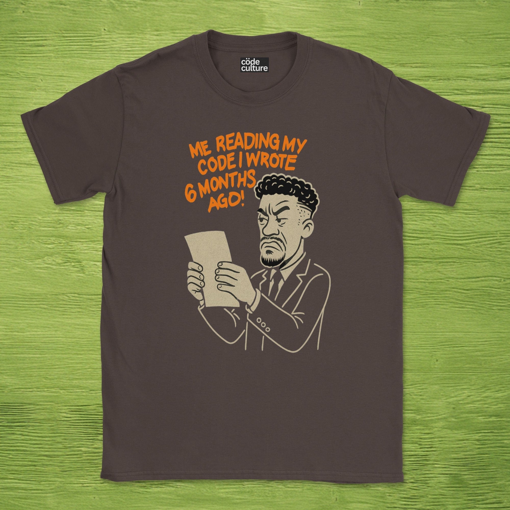 me reading my own code shirt