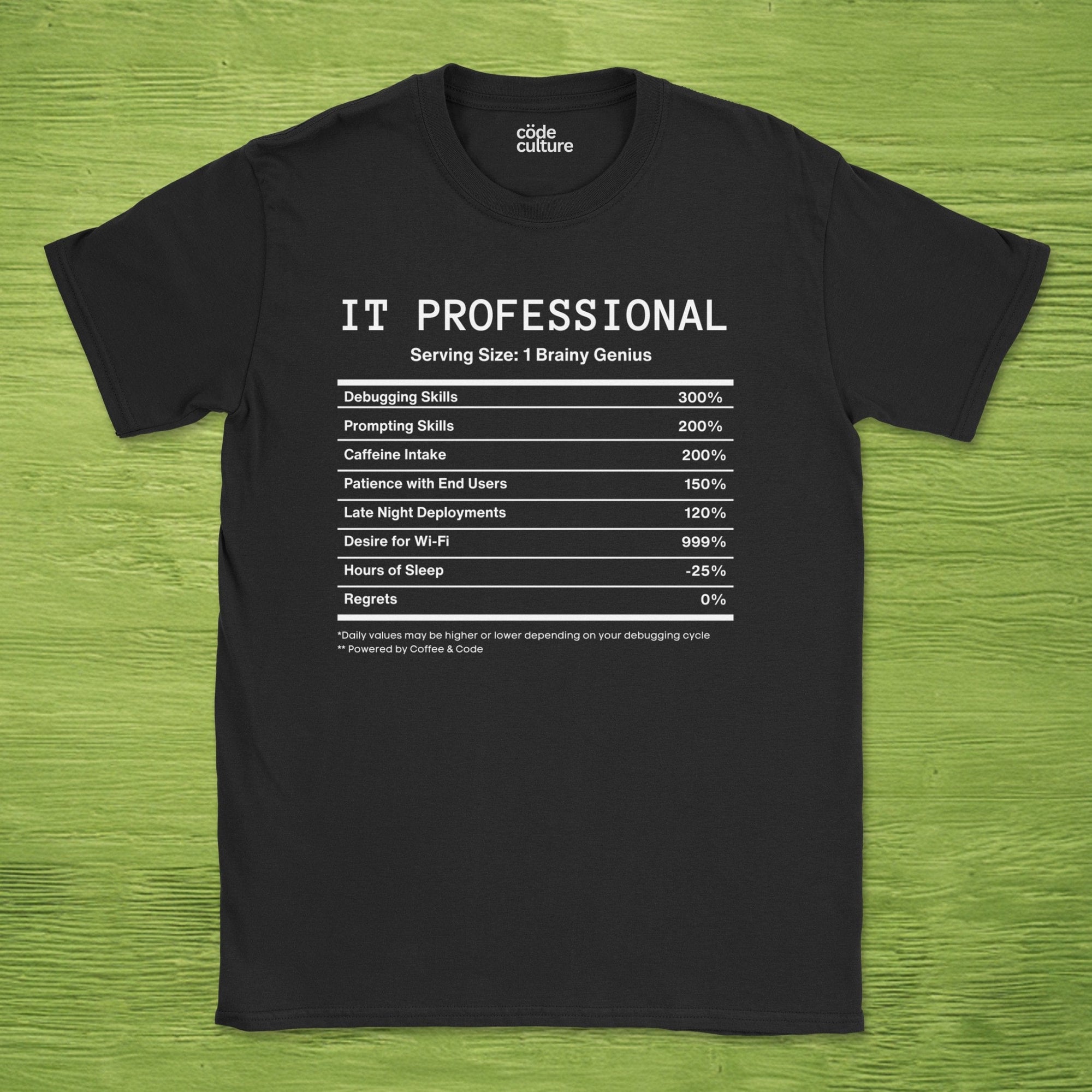 IT Professional nutrition facts shirt