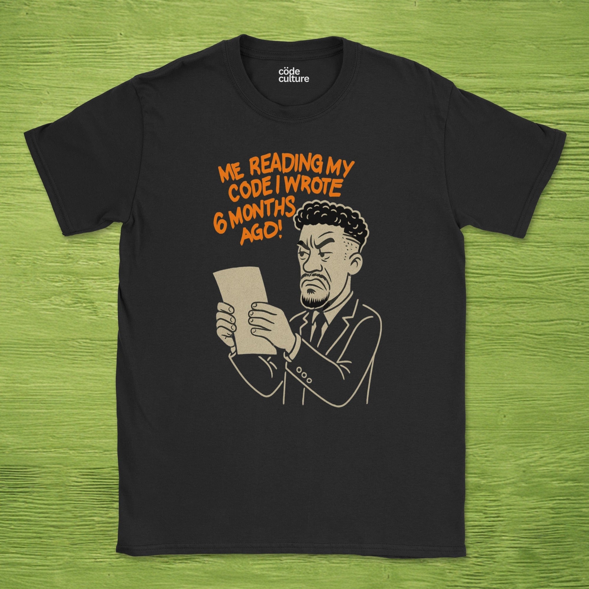 me reading my own code shirt