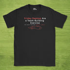 Code Culture friday deploys = team building shirt funny programmer T-Shirt in Black — Code Culture developer clothing