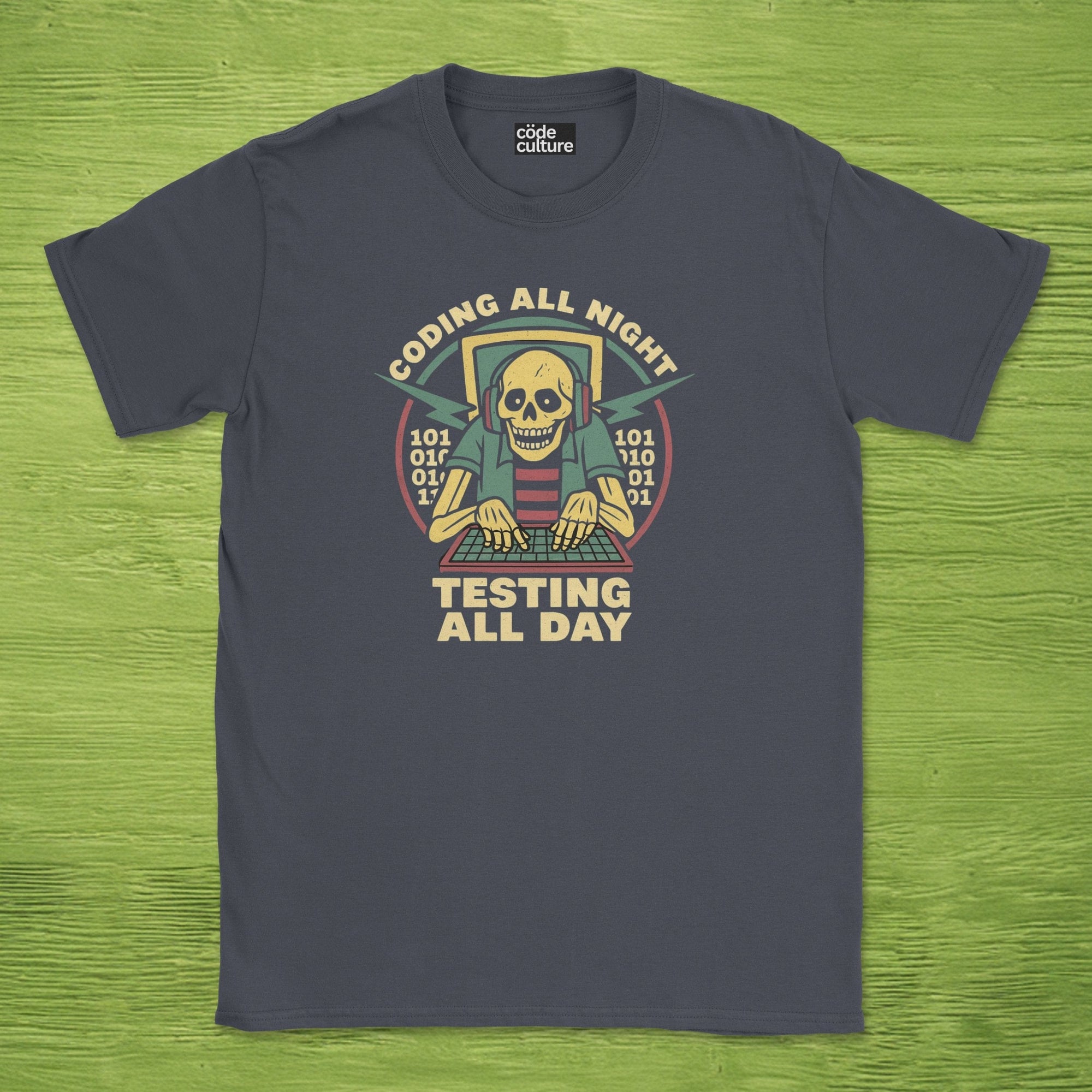 coding all night testing all day shirt