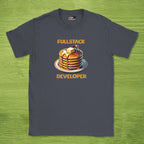 Code Culture Fullstack Engineer - Pancake shirt funny programmer T-Shirt in Dark Heather Grey — Code Culture developer clothing