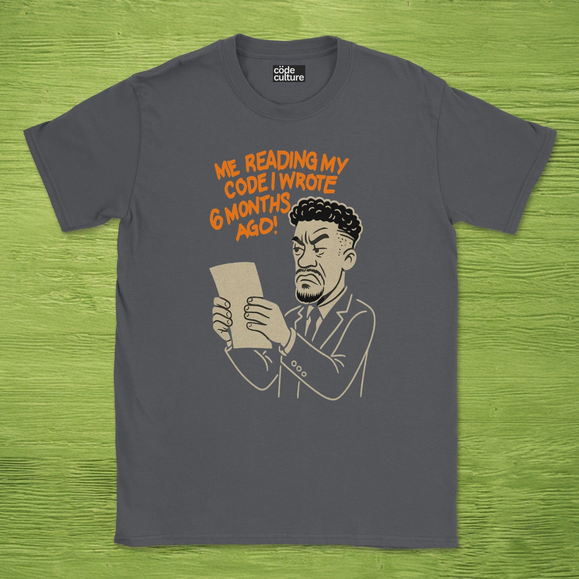 me reading my own code shirt