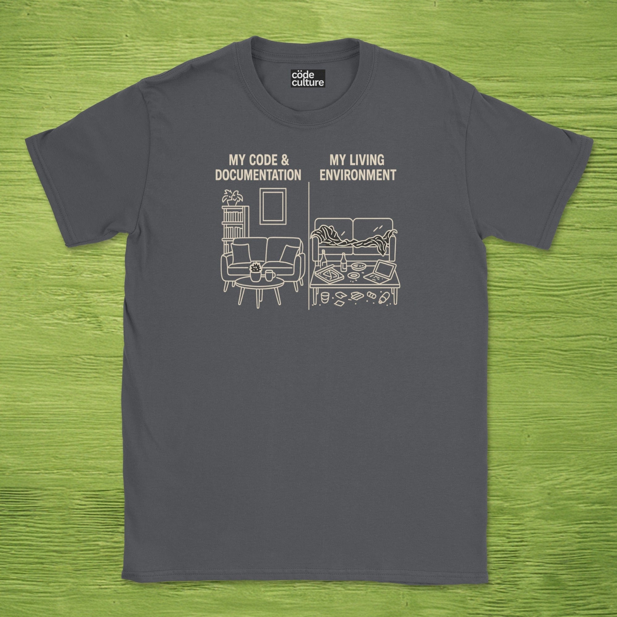 my code vs my real life shirt