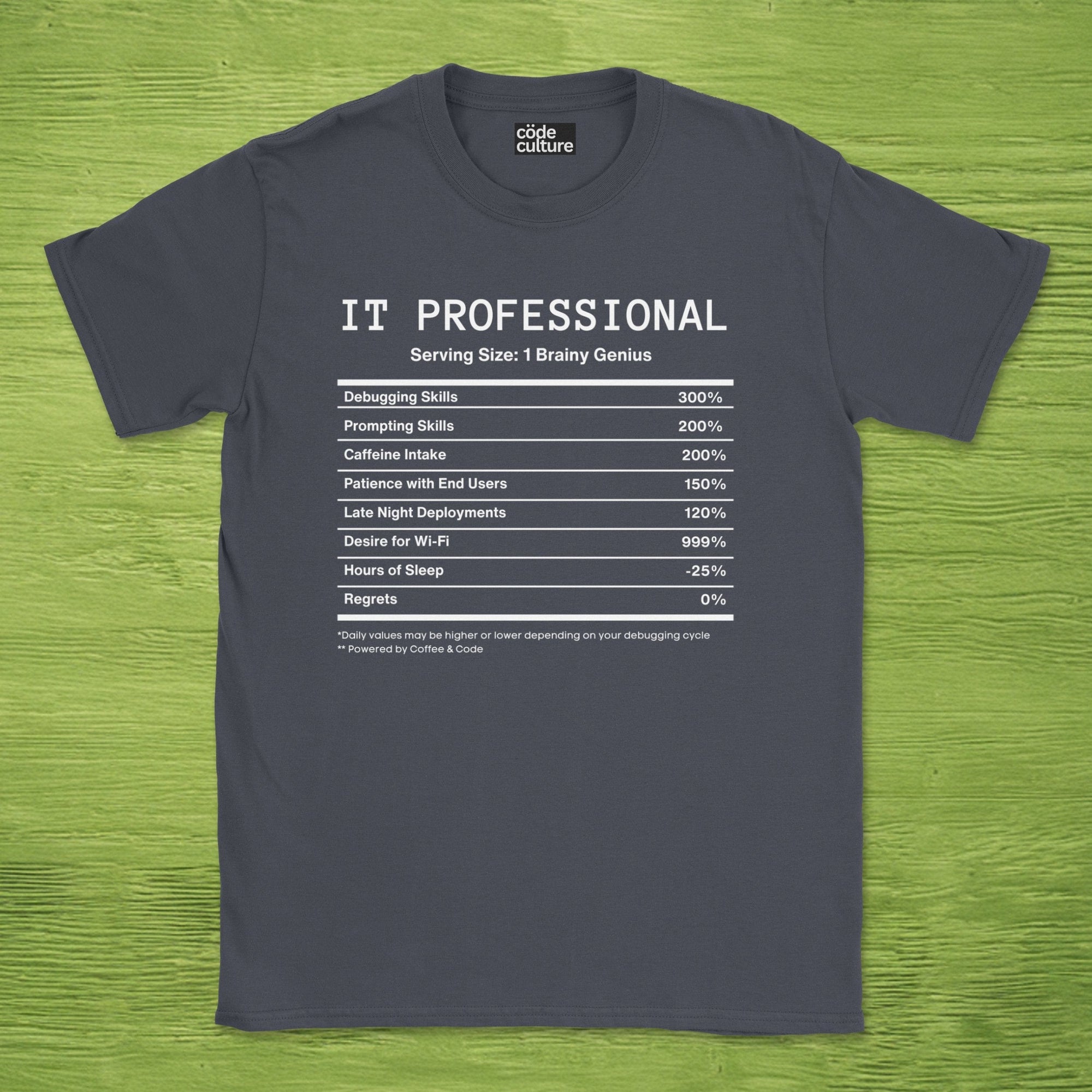 IT Professional nutrition facts shirt