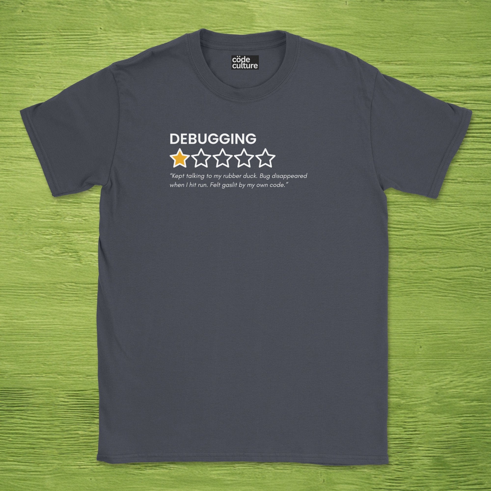 debugging review shirt