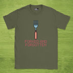 Code Culture forked and forgotten shirt funny programmer T-Shirt in Military Green — Code Culture developer clothing