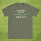 Code Culture i asked chapgpt shirt funny programmer T-Shirt in Military Green — Code Culture developer clothing