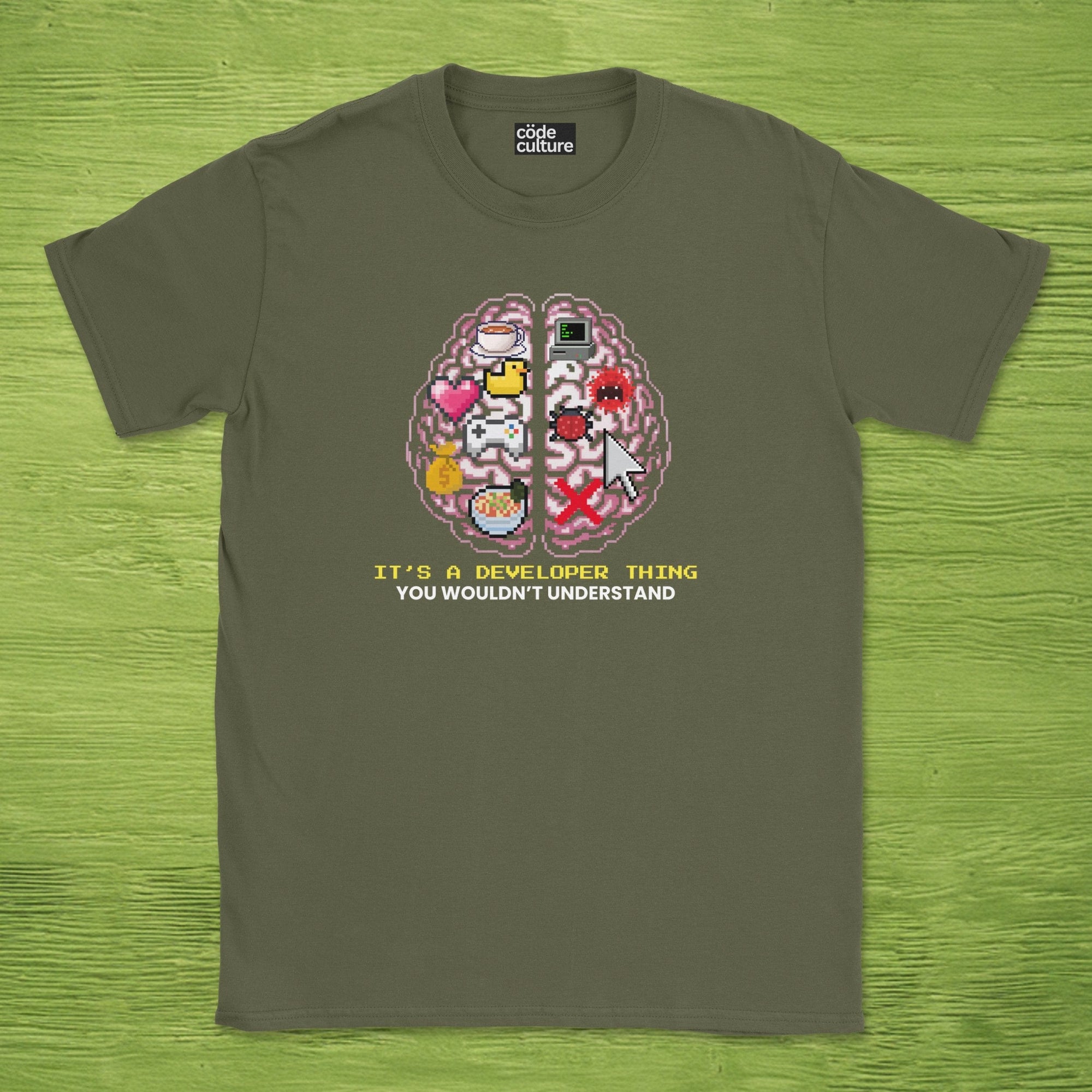 developer brain shirt