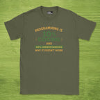 Code Culture programming is 10% coding shirt funny programmer T-Shirt in Military Green — Code Culture developer clothing