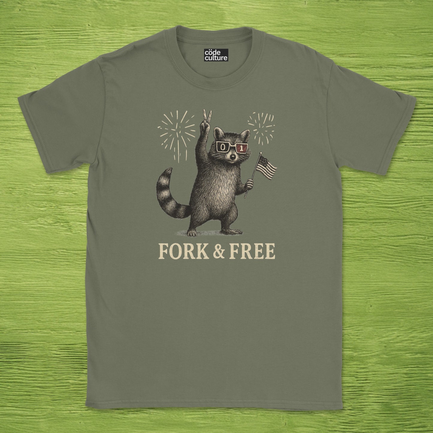 fork & free racoon shirt