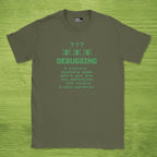 Code Culture debugging definition shirt funny programmer T-Shirt in Military Green — Code Culture developer clothing