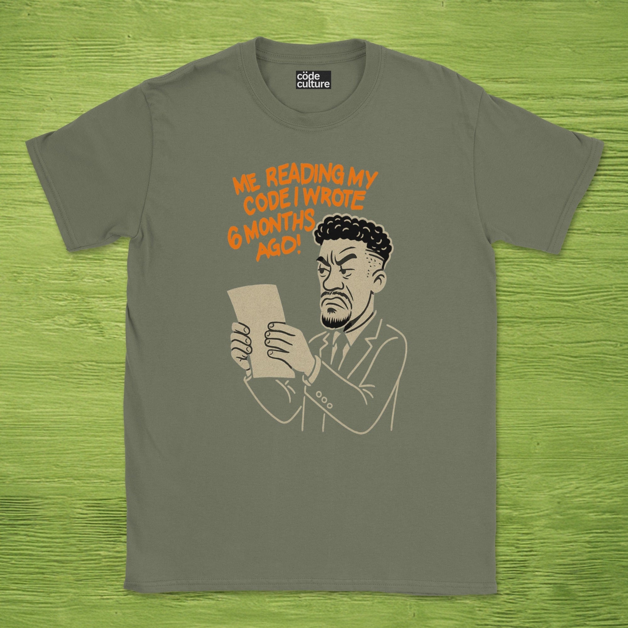me reading my own code shirt