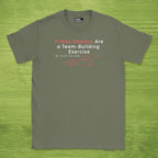 Code Culture friday deploys = team building shirt funny programmer T-Shirt in Military Green — Code Culture developer clothing