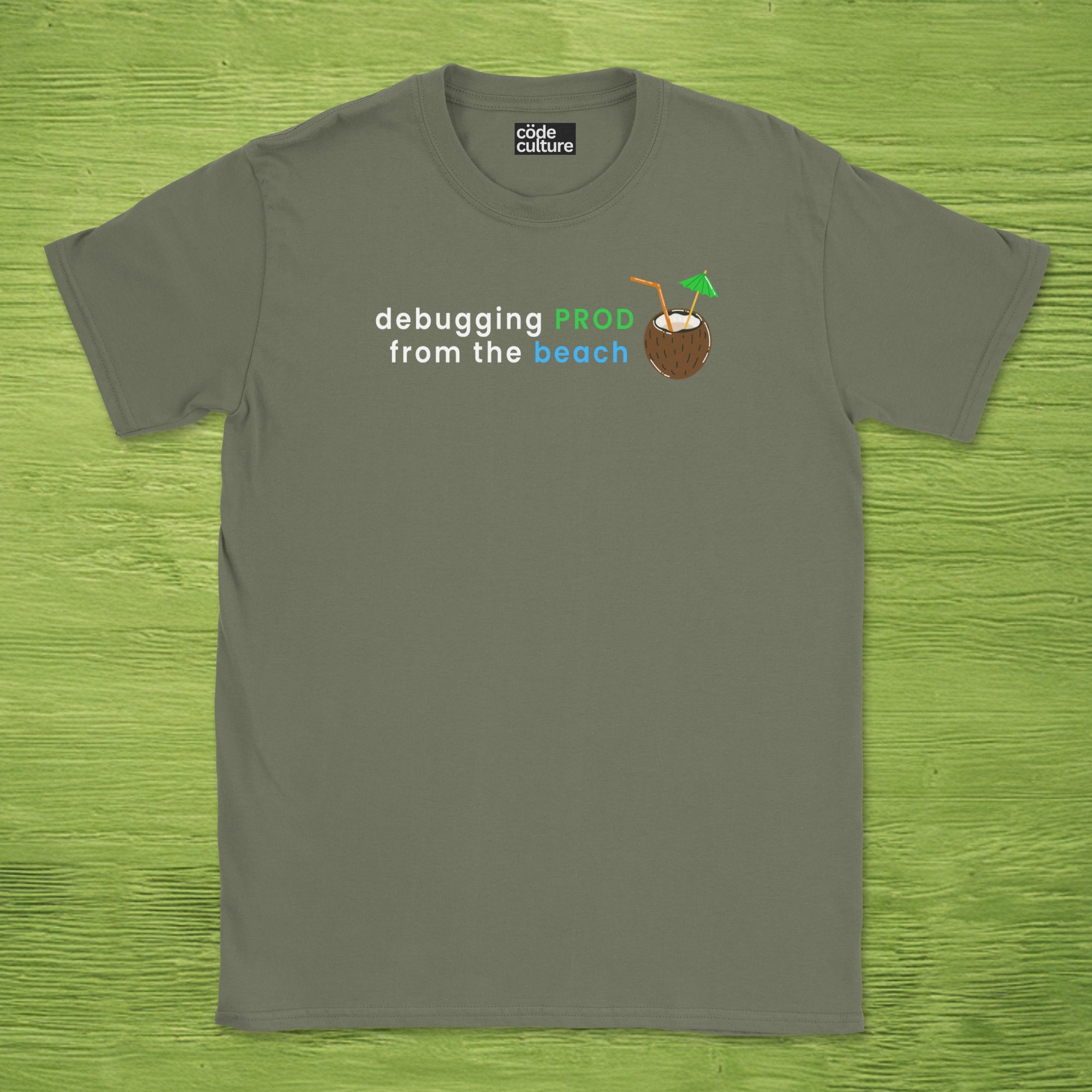 debugging prod from the beach shirt