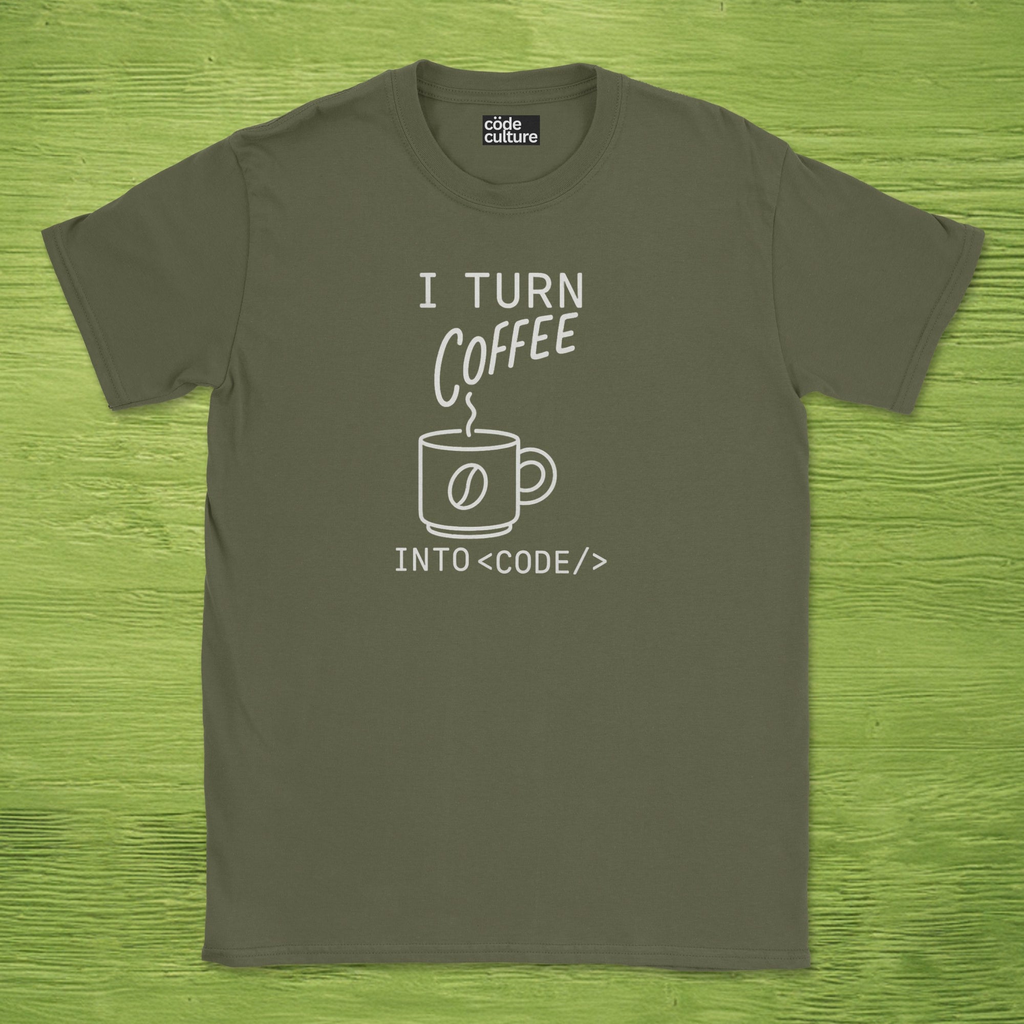 i turn coffee into code shirt