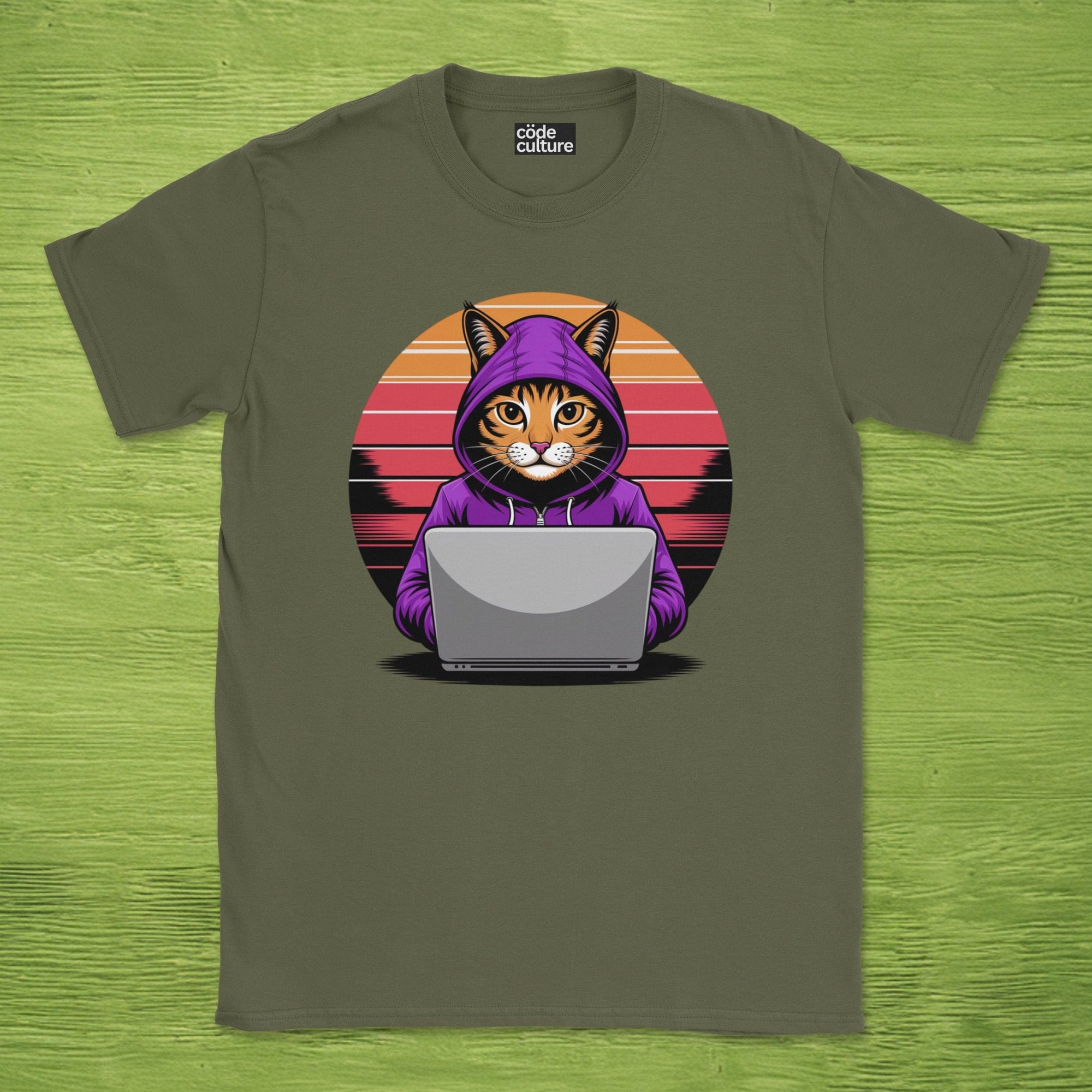 Hooded cat retro shirt