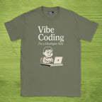 Code Culture vibe coding shirt funny programmer T-Shirt in Military Green — Code Culture developer clothing