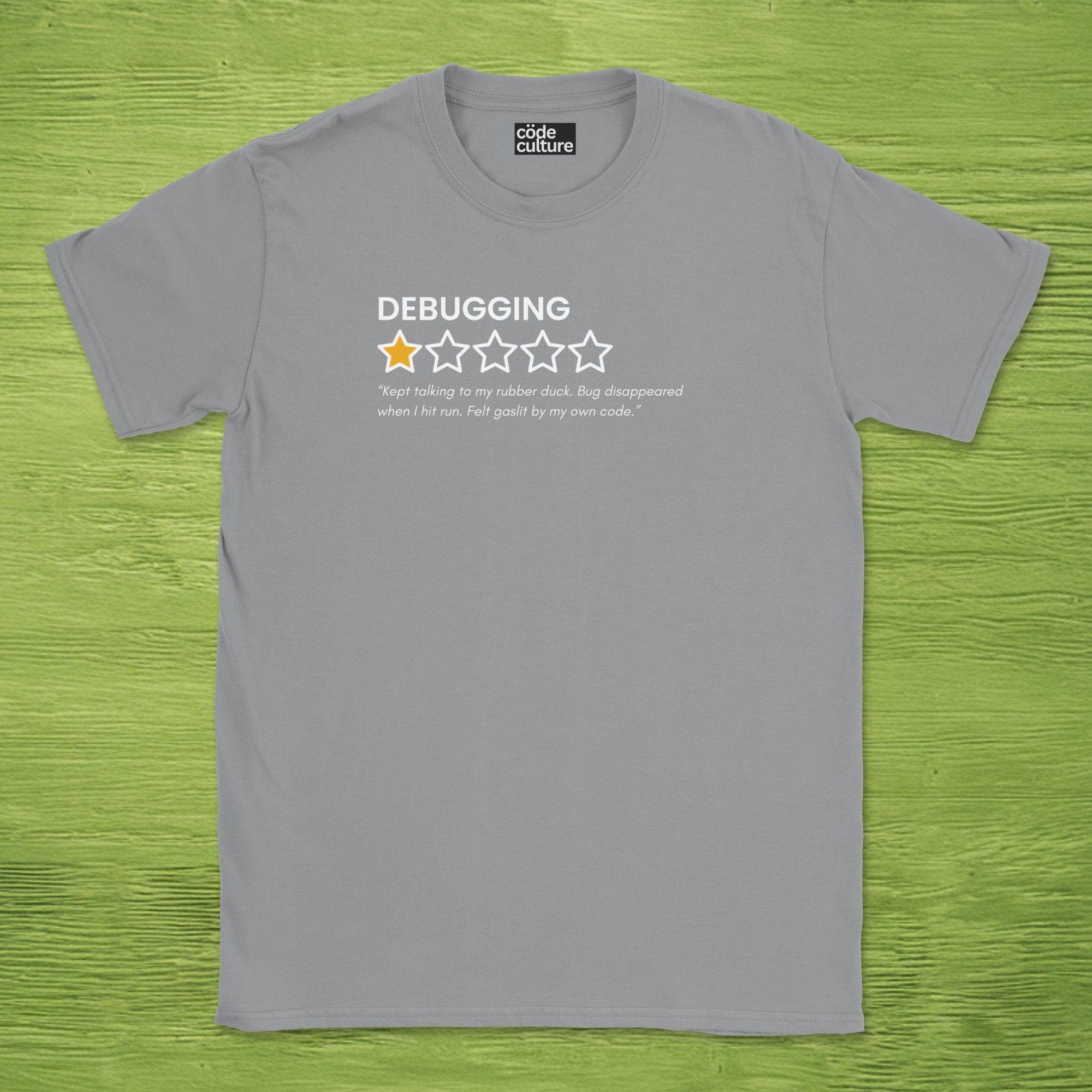 debugging review shirt