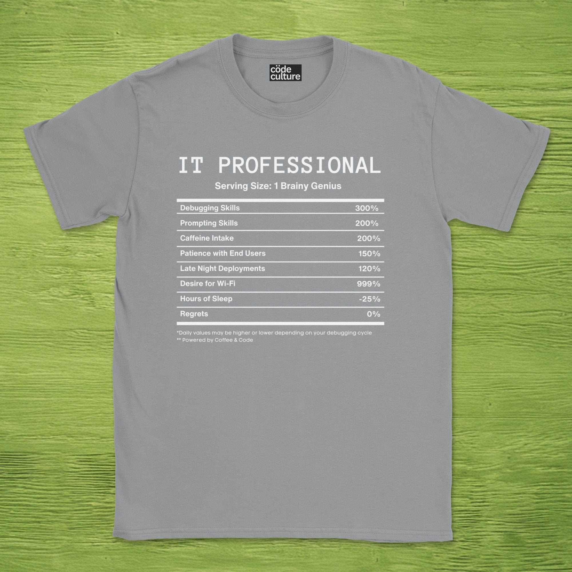 IT Professional nutrition facts shirt
