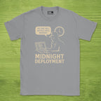 Code Culture midnight deployment shirt funny programmer T-Shirt in Sport Grey — Code Culture developer clothing