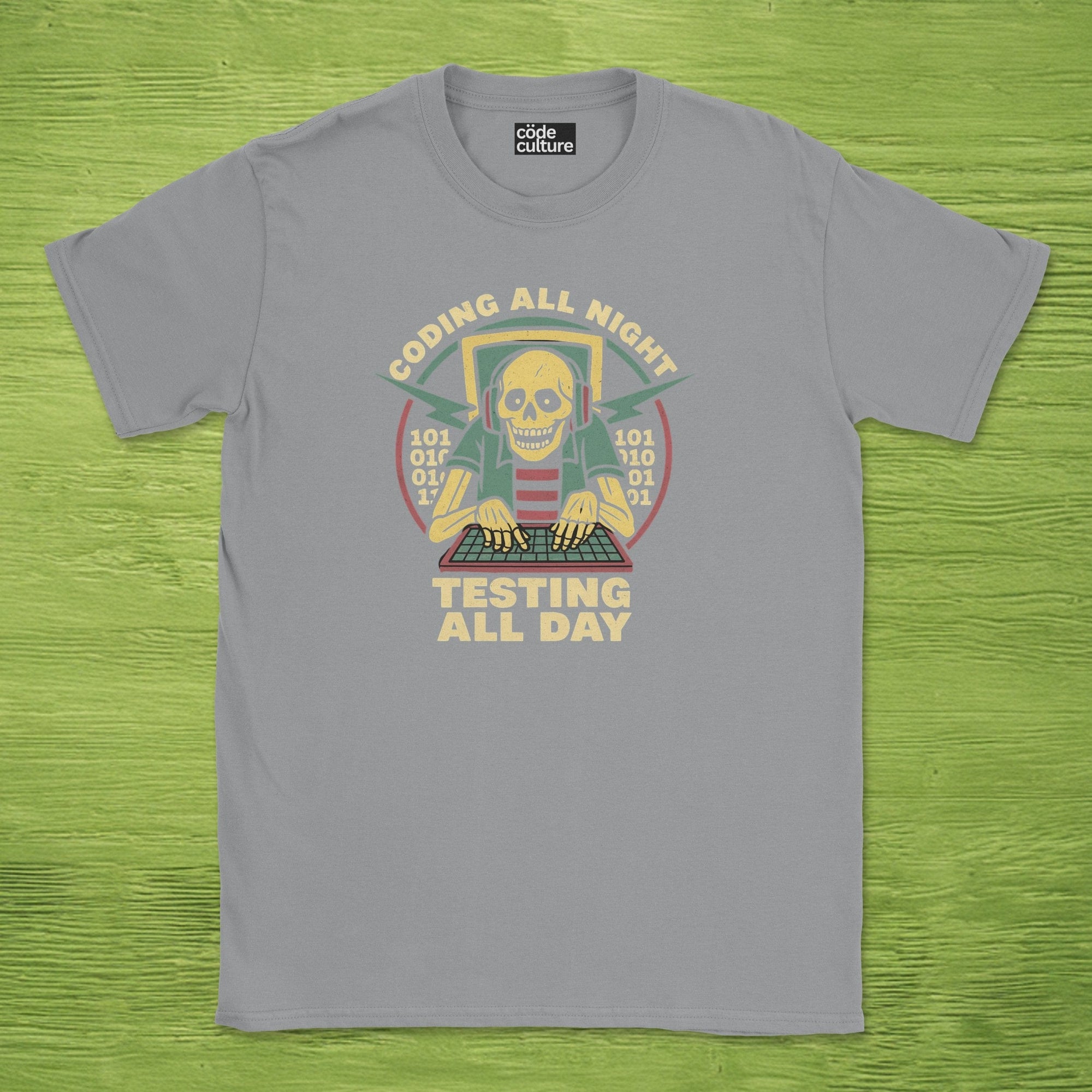 coding all night testing all day shirt