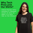 Code Culture ideally we dont deploy to prod on fridays shirt funny programmer T-Shirt in Dark Chocolate — Code Culture developer clothing