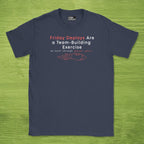 Code Culture friday deploys = team building shirt funny programmer T-Shirt in Navy — Code Culture developer clothing