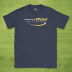 Code Culture chaos builds character shirt funny programmer T-Shirt in Navy — Code Culture developer clothing
