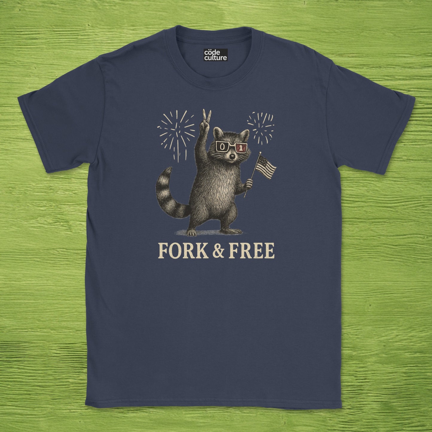fork & free racoon shirt
